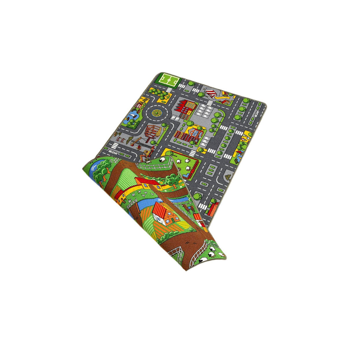 Duoplay Spielteppich „City und Farm“, 100 × 190 cm