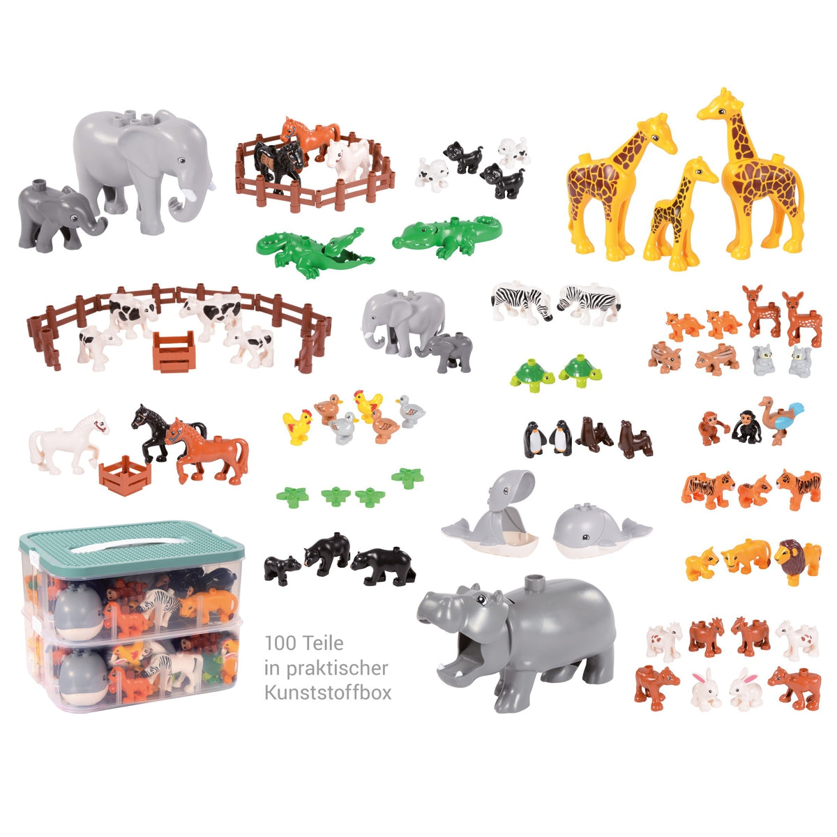 Klemmbaustein-Set Junior Tiere und Zäune, 100 Teile