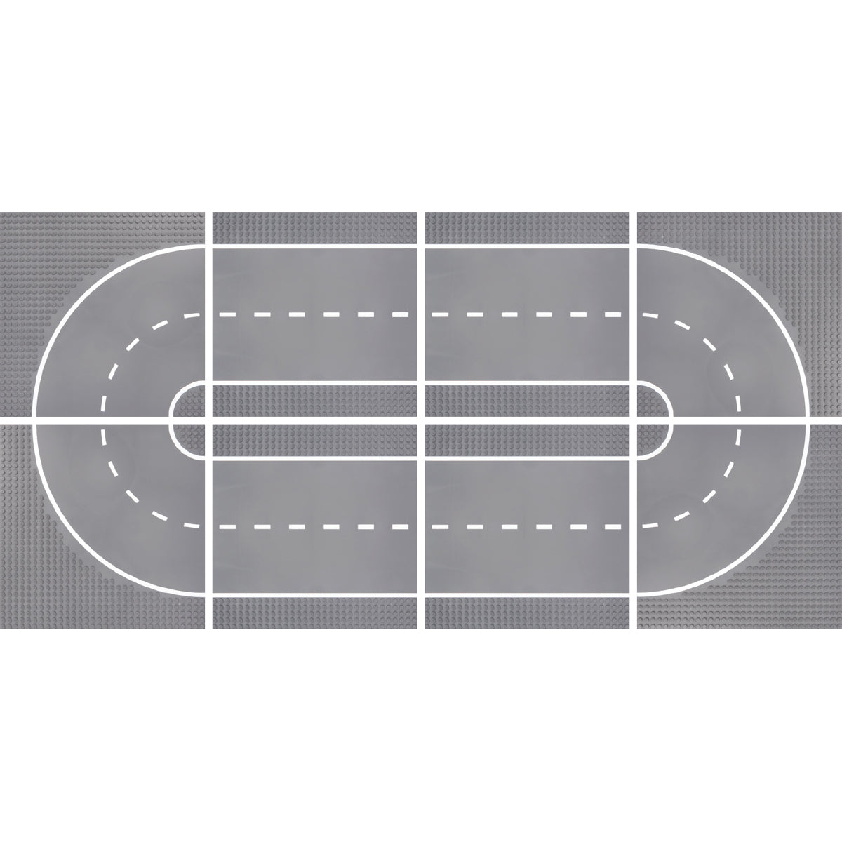 Klemmbaustein-Bauplatten, 32 × 32 Noppen – Rennstrecke, 8 Platten