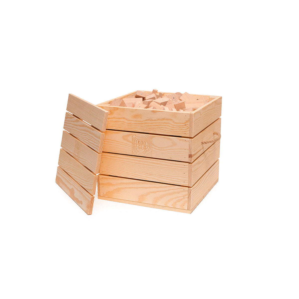 Kooglo magnetische Holzbausteine, 300 Teile in Holzkiste – Bild 2