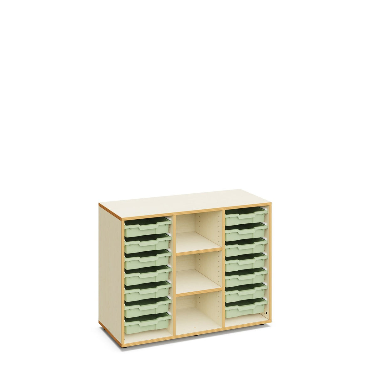 Lucy Regal mit 14 flachen Boxen – Hellgrün