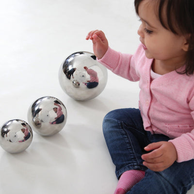 Sensorik-Spielkugeln aus Edelstahl, 4 Stück