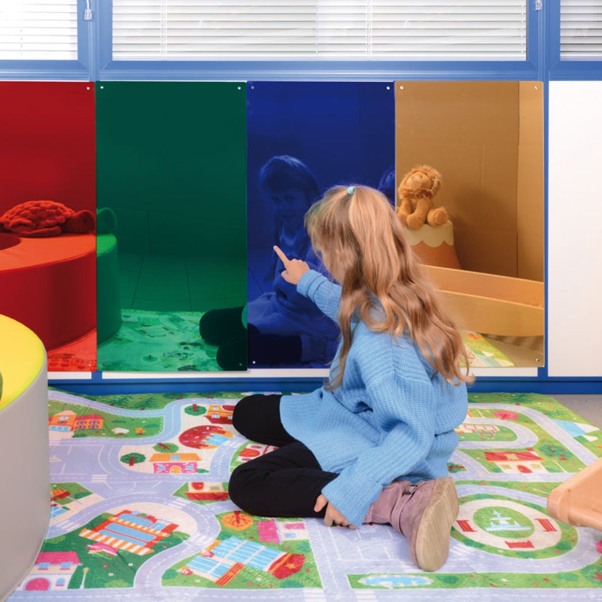 Farbige Spiegel, flach, 40 × 80 cm, 4er-Set