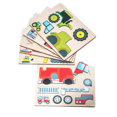 Magnetpuzzle, 6er-Set in Holzbox