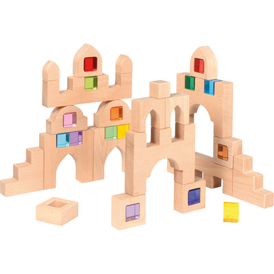 Burg-Bausteine-Set mit Holzkasten