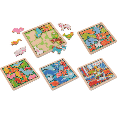 Holzpuzzles, 5er-Set