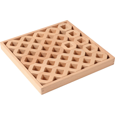 Holzbaukasten für Acrylsteine – Waben, 12 Teile