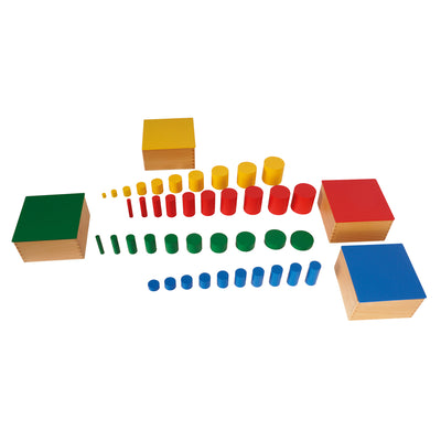 Montessori-Farbige Zylinder, 4 Boxen