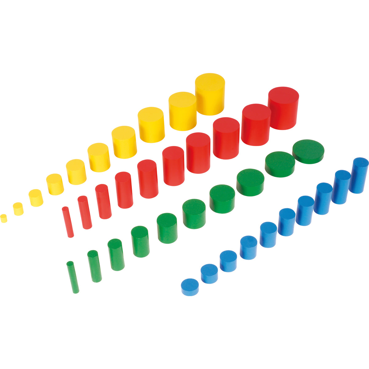 Montessori-Farbige Zylinder, 4 Boxen
