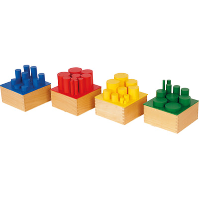 Montessori-Farbige Zylinder, 4 Boxen