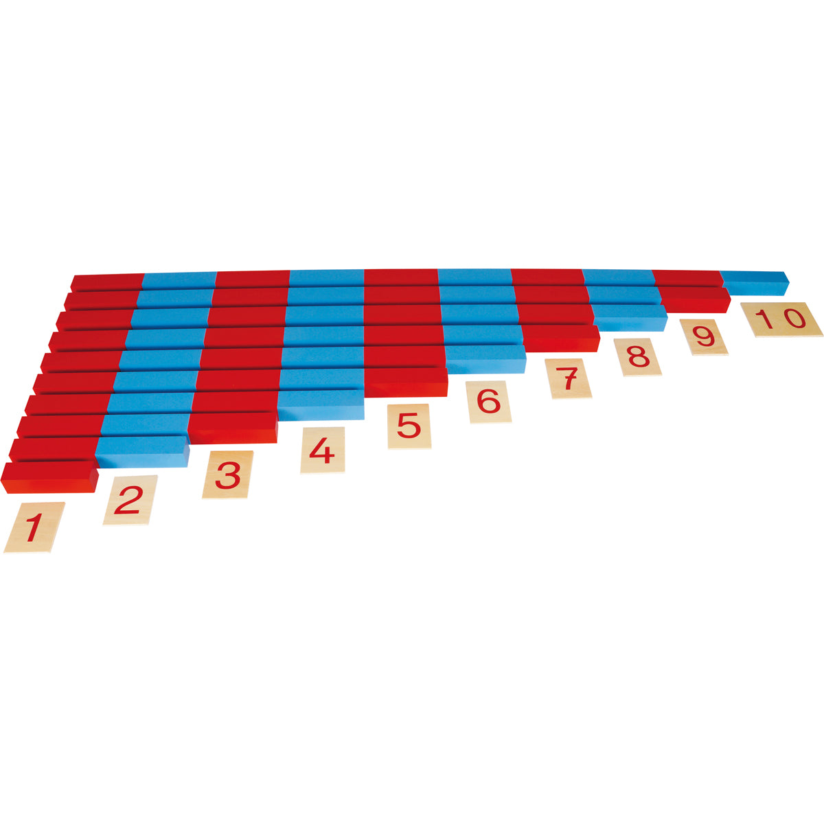 Montessori-Satz Ziffern 1–10 auf Holzbrettchen