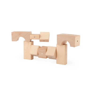 Kooglo magnetische Holzbausteine, 300 Teile in Holzkiste – Bild 5
