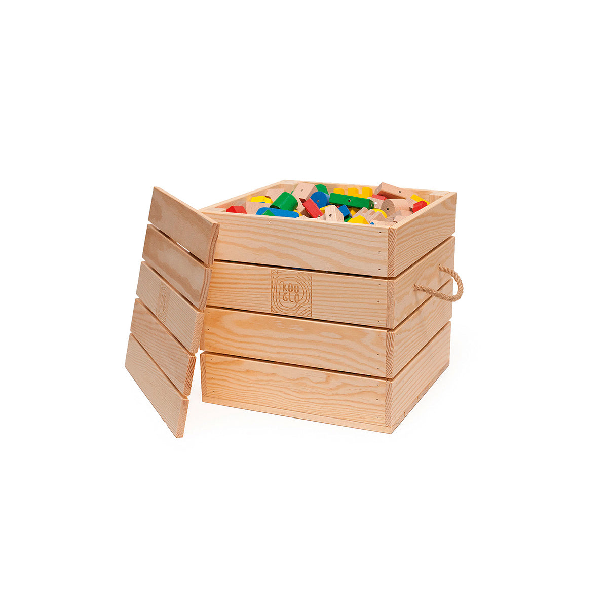Kooglo magnetische Holzbausteine, 300 Teile in Holzkiste – Bild 8
