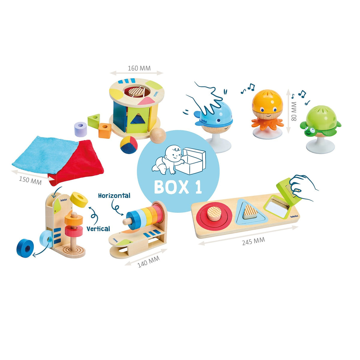 Kleine Entdecker Box 1 – Sensorik, 21-teilig