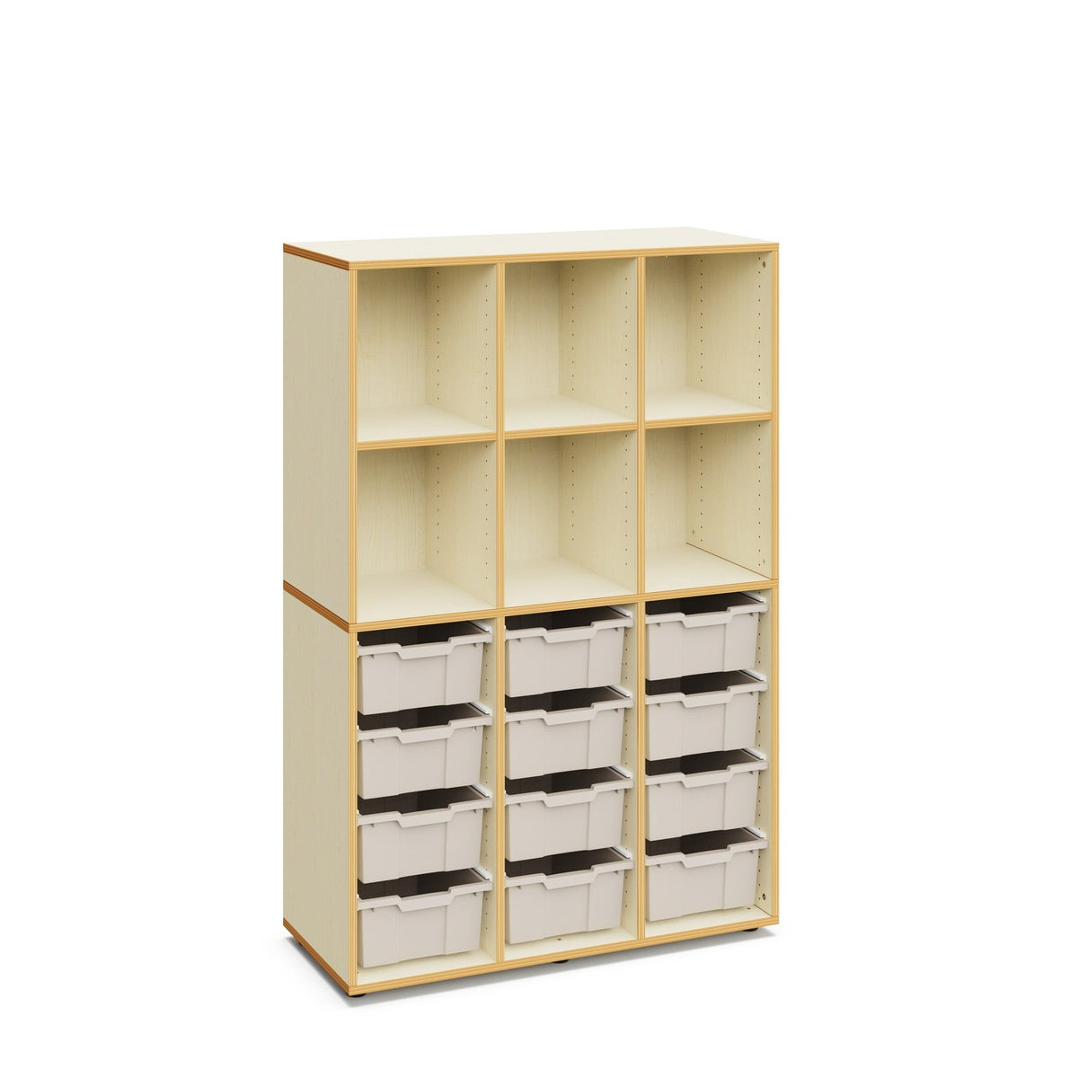 Alice Schrank mit 12 hohen Boxen – Warmes Grau