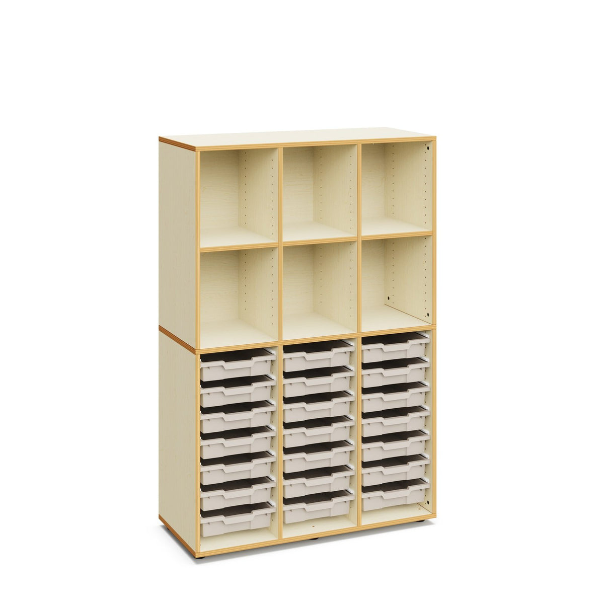 Alice Schrank mit 21 flachen Boxen – Warmes Grau