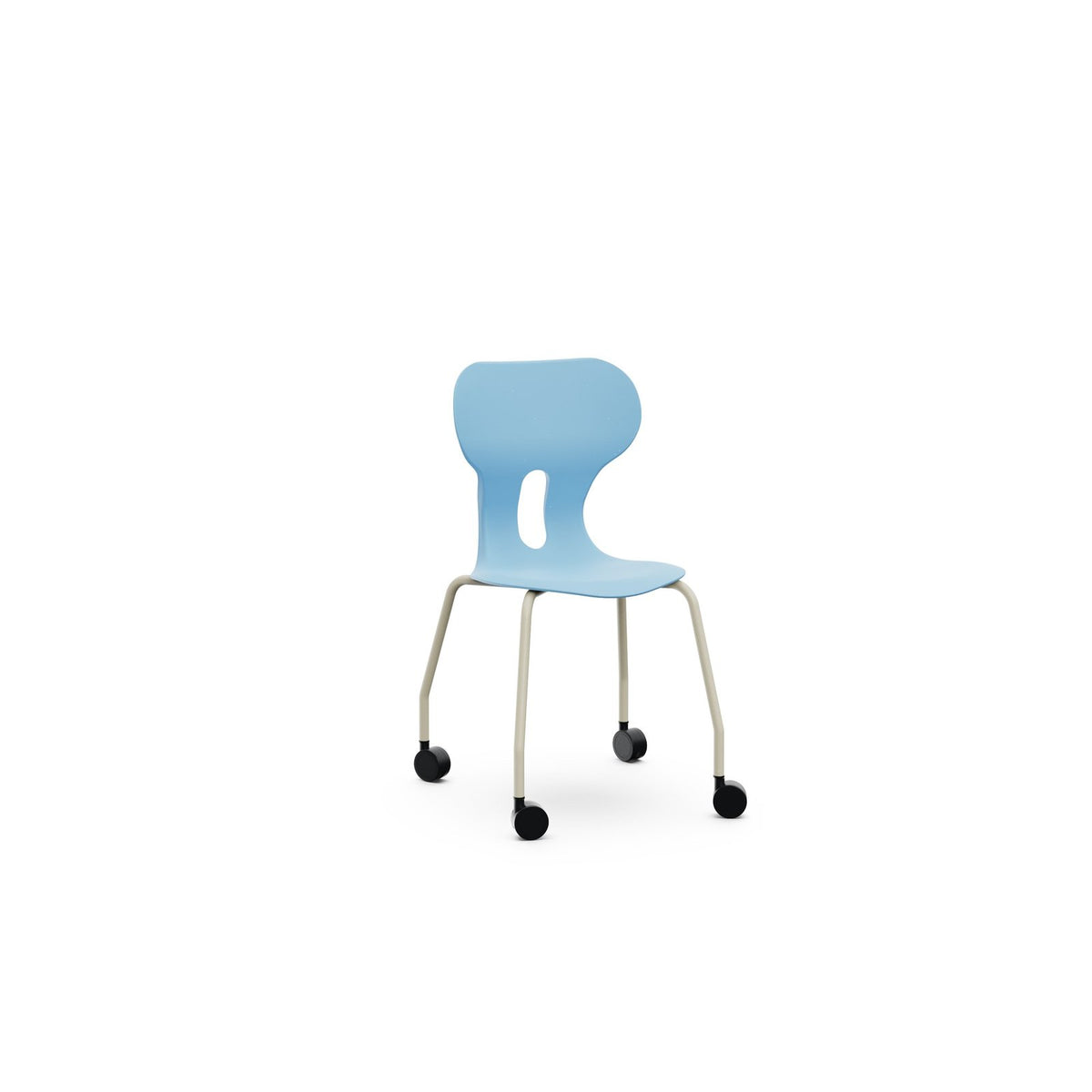 Lia Stuhl mit Rollen, Kunststoffschale – Hellblau / 46 cm